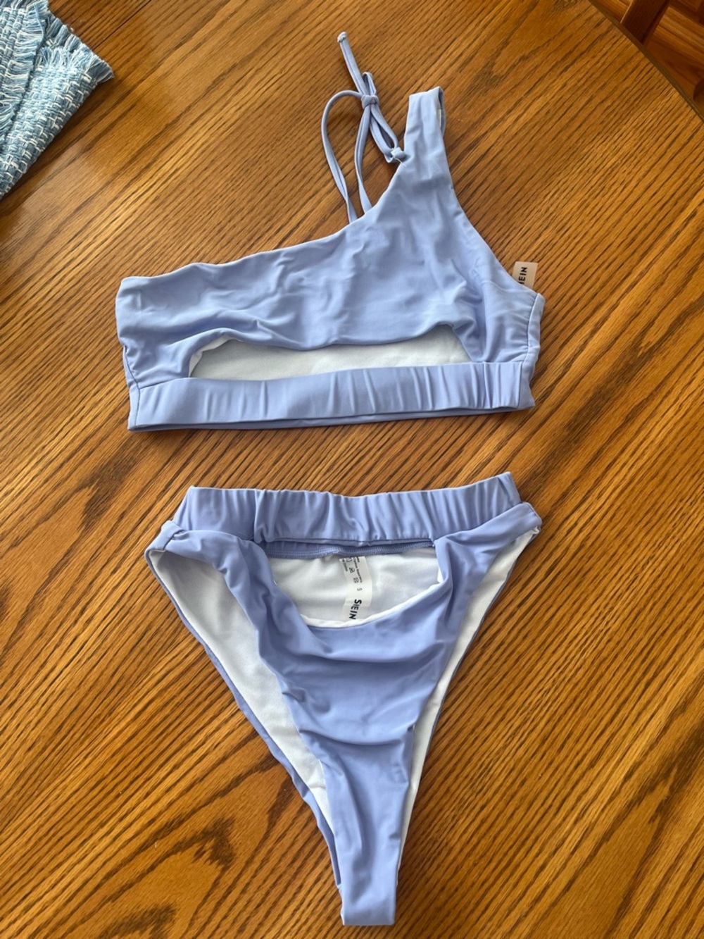 SHEIN Light Lavender One-Shoulder Cutout Bikini Set